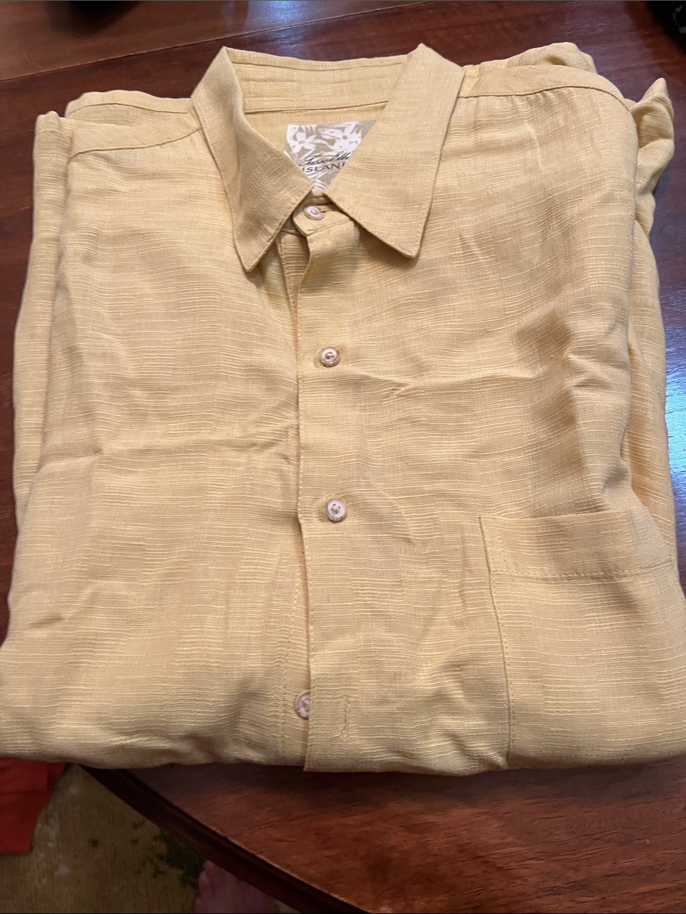 Tasso Elba Pale Yellow Linen-Blend Button-Down Shirt